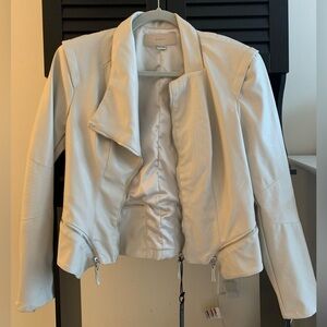 NWT Nordstrom Blank NYC Asymmetrical Leather Jacket - Cream Color